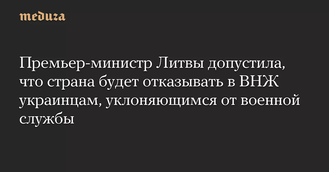 Премьер-министр Литвы допустила, что страна будет отказывать в ВНЖ украинцам, уклоняющимся от военной службы — Meduza