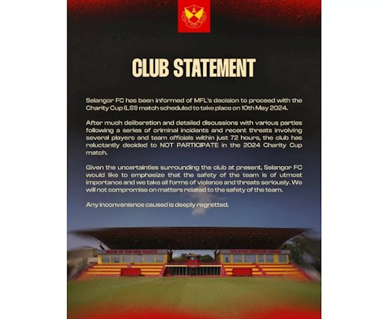 Selangor opts out of Charity Shield match