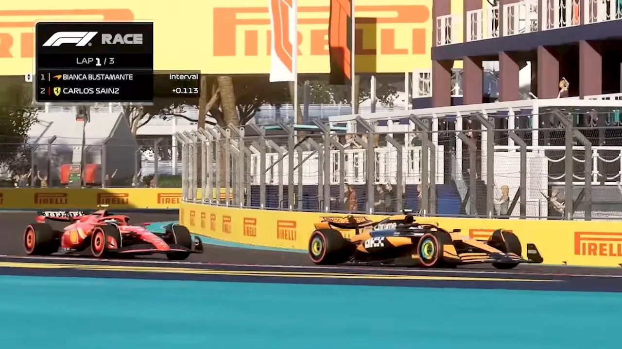 Here’s how Bianca Bustamante fared against Ferrari driver Sainz Jr. in an ‘F1 24’ race