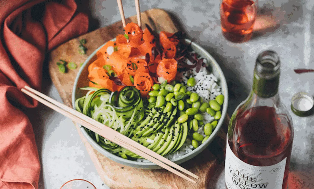 Smoked salmon and avocado poke bowl