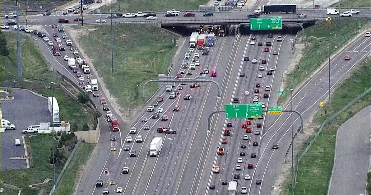 Aurora police shut down westbound I-70 at Chambers Road Thursday morning for crash