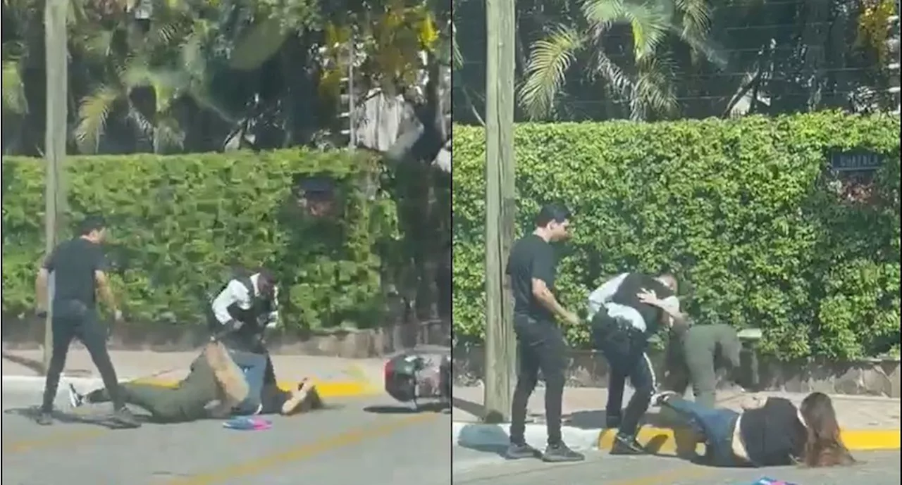 VIDEO: Captan a policía vial pelando a golpes con dos mujeres en calles de Guadalajara, Jalisco