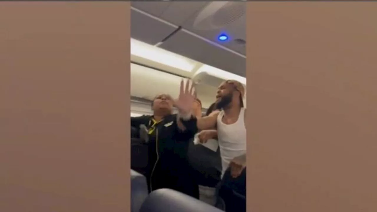 Spirit Airlines passengers brawl onboard plane as flight attendant attempts to intervene: 'Throwing it down'