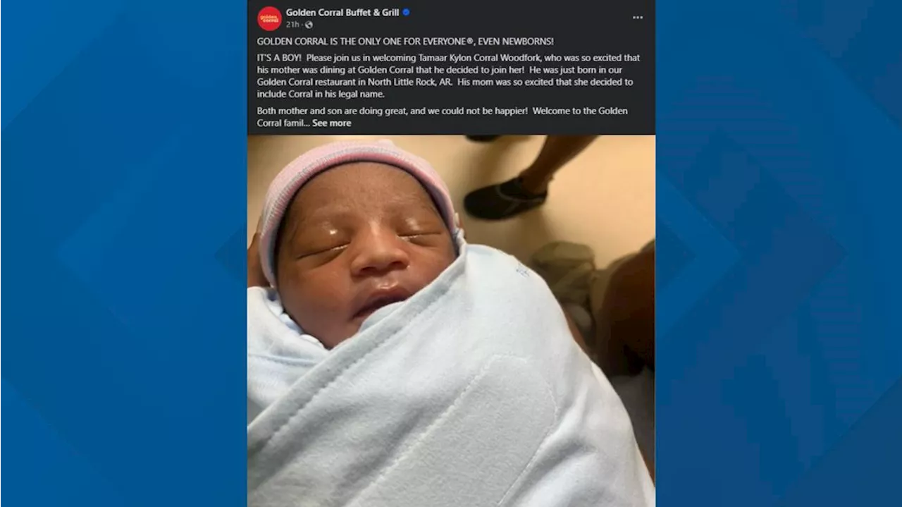  Mom welcomes newborn at Golden Corral