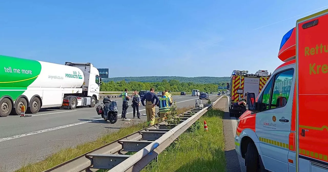 Motorradunfall auf der A2 bei Herford: Zwei Personen schwer verletzt