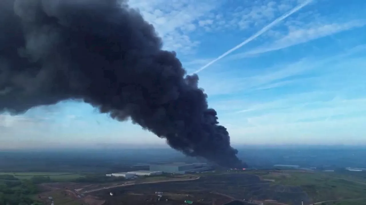 Staffordshire: Businesses ordered to evacuate as 10 fire engines tackle Cannock parcel centre fire