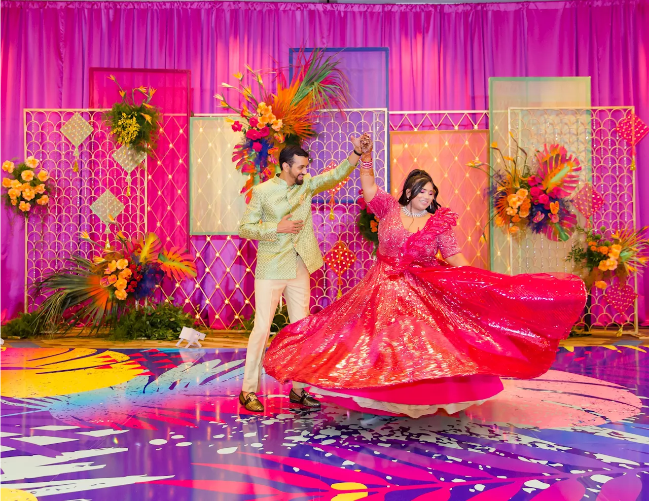 This Four-Day Wedding Featured a Neon Sangeet and a White-and-Silver Reception