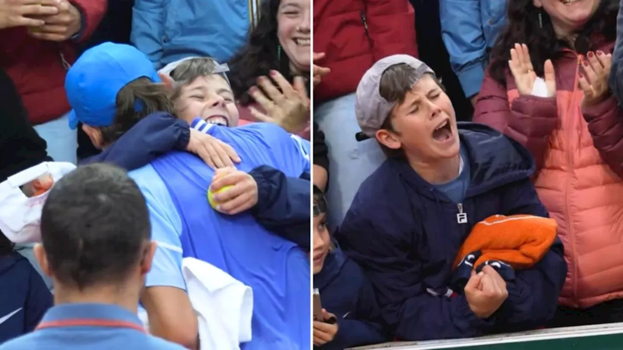 Alex de Minaur celebrates epic French Open win with young superfan in the crowd