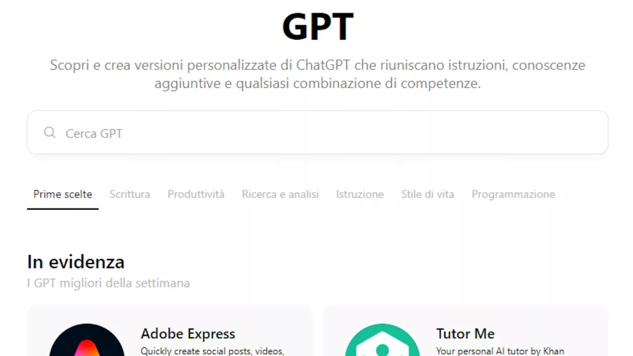 ChatGpt gratuito è diventato molto più utile: i Gpt più interessanti da sperimentare e usare