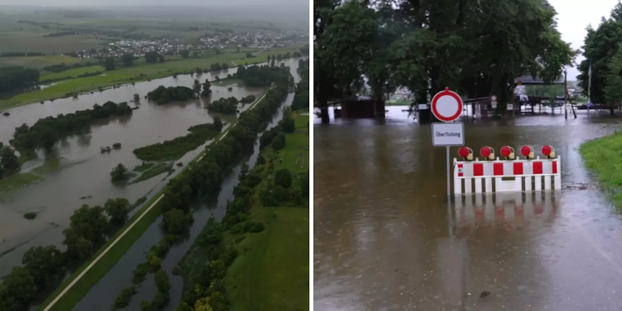 Drohnenaufnahmen zeigen, wie drastisch die Lage an der Donau jetzt schon ist