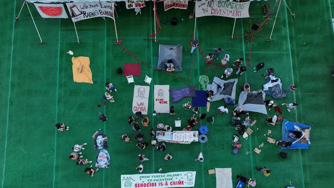 Students against Israel's Gaza war erect tents again at Columbia University