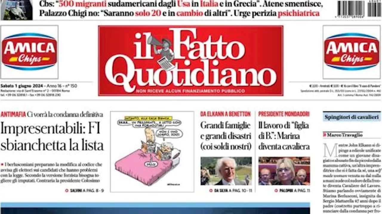 Il Fatto Quotidiano in prima pagina: 'Plusvalenze, Milano indaga sull'Inter: Roma invia le carte'