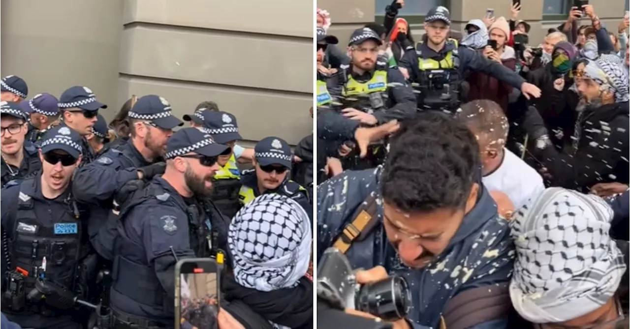 'Extremely hostile': Pro-Palestine protesters and police clash in Melbourne CBD