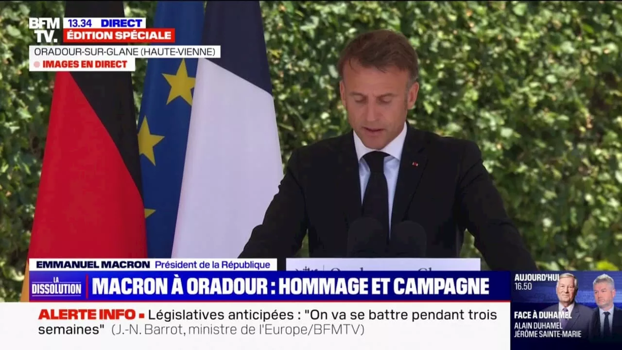 'Nous nous rappellerons d'Oradour, toujours', souligne Emmanuel Macron