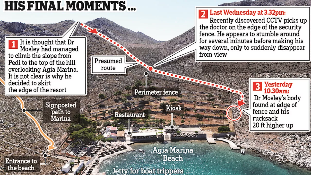 Michael Mosley's tragic trek: Map reveals his journey across the mountains in the merciless sun...