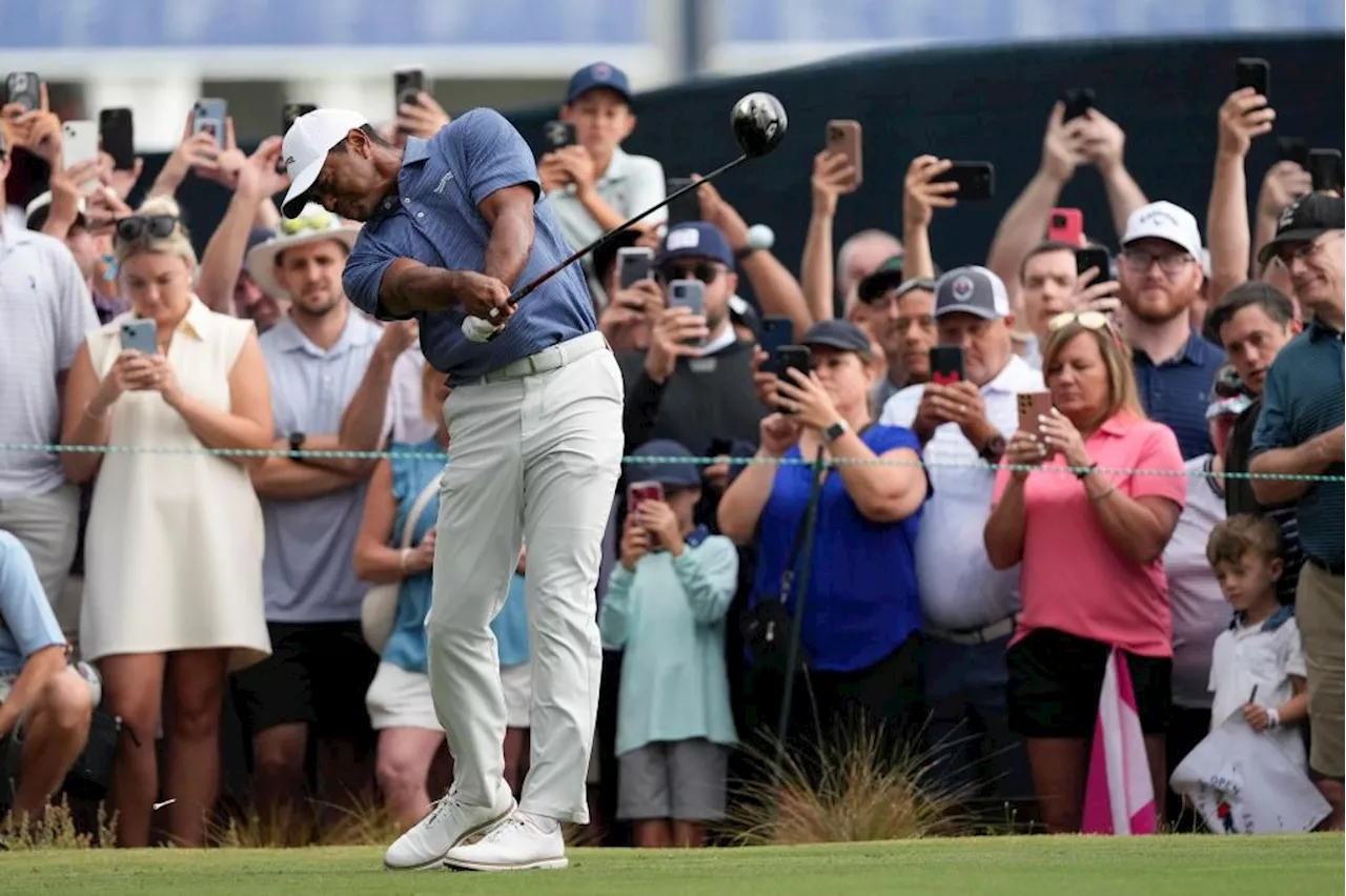 Tiger Woods off early for US Open practice that includes Adam Scott and his major streak