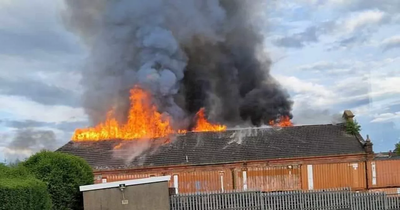 Horror fire at former Coatbridge primary school caught in dramatic footage