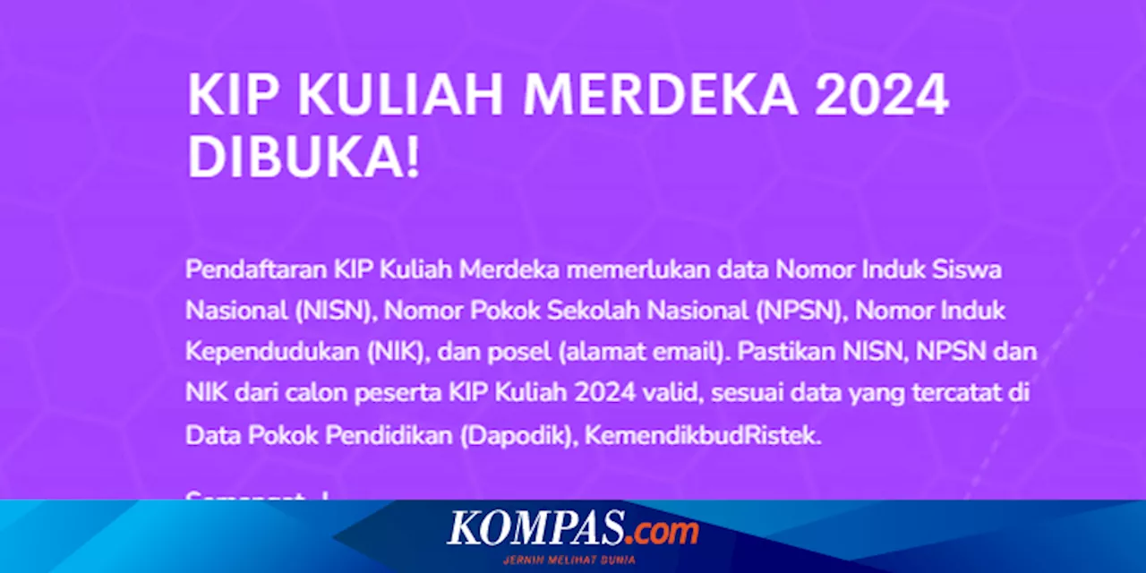 Jadwal KIP Kuliah 2024 Jalur Mandiri PTN-PTS Sudah Dibuka, Cek Tanggalnya