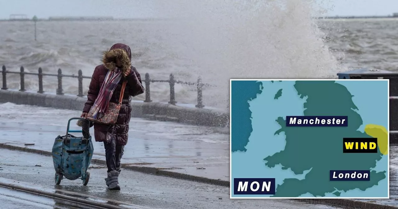 UK weather map shows where yellow warning are in place in England