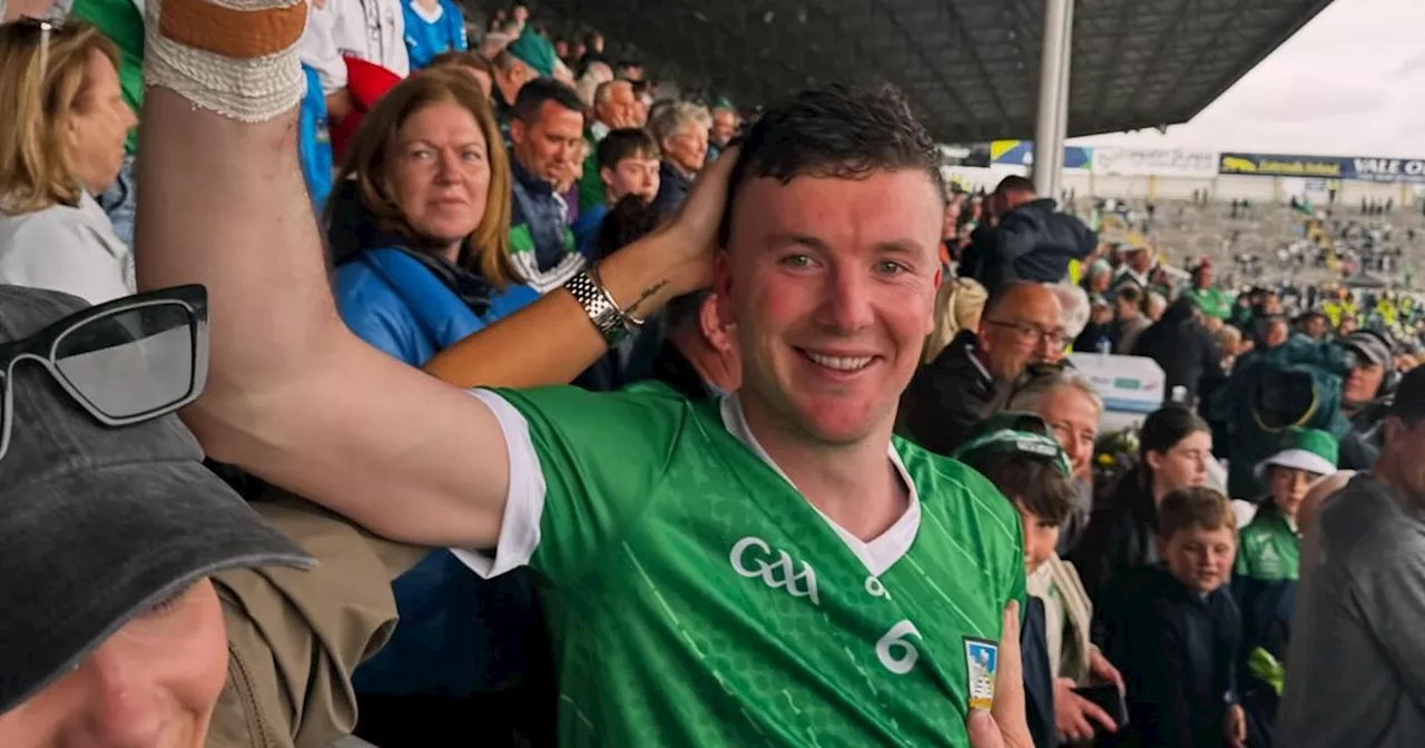 Limerick captain Declan Hannon celebrates with Today FM star wife Louise Cantillon after Munster win