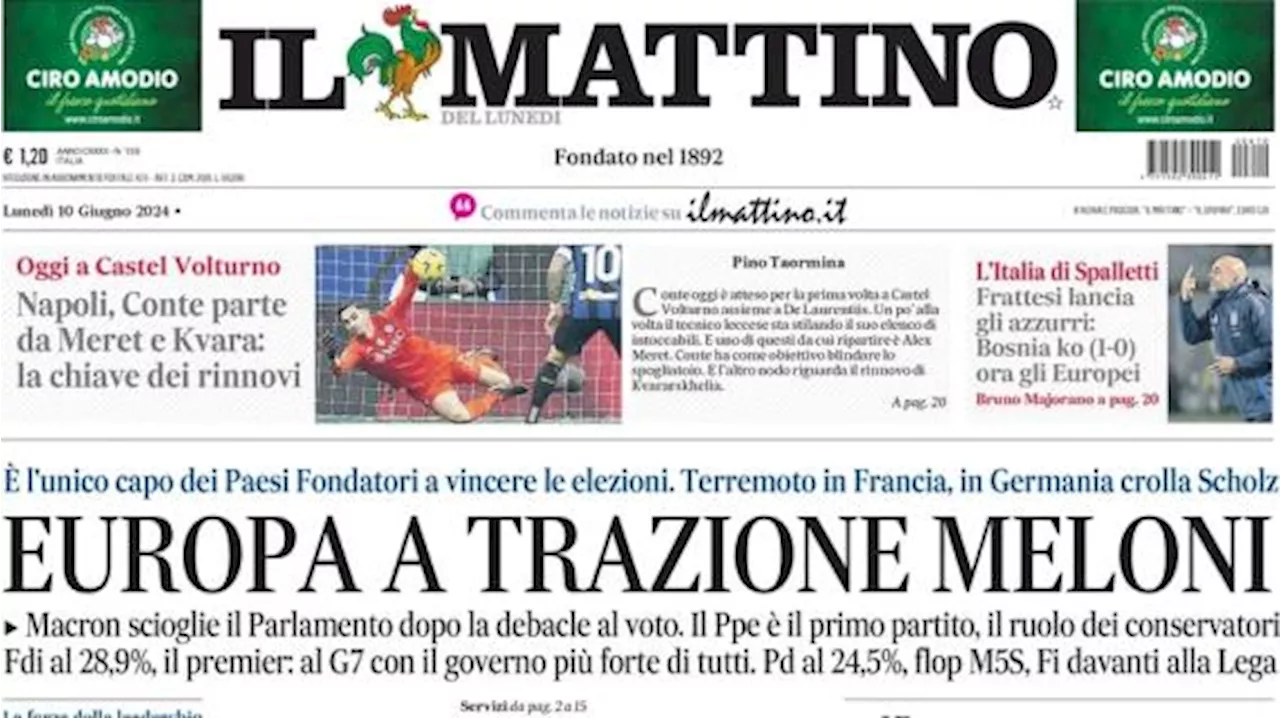 Il Mattino tra Napoli e Nazionale: 'Conte parte da Meret e Kvara, Frattesi lancia gli azzurri'