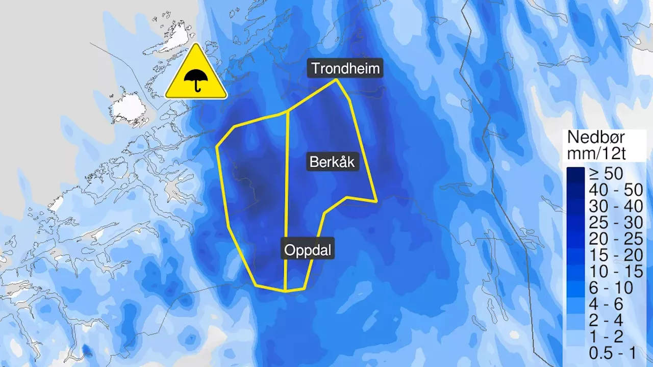 Farevarsel for regn i Trøndelag: – Døgnet blir vått