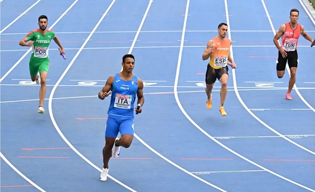 Lorenzo Simonelli durante le qualificazioni della 4x100