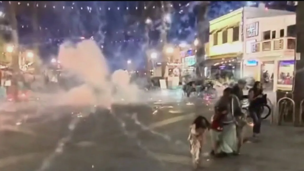 Group of teens on e-bikes set off fireworks at Hermosa Beach pier