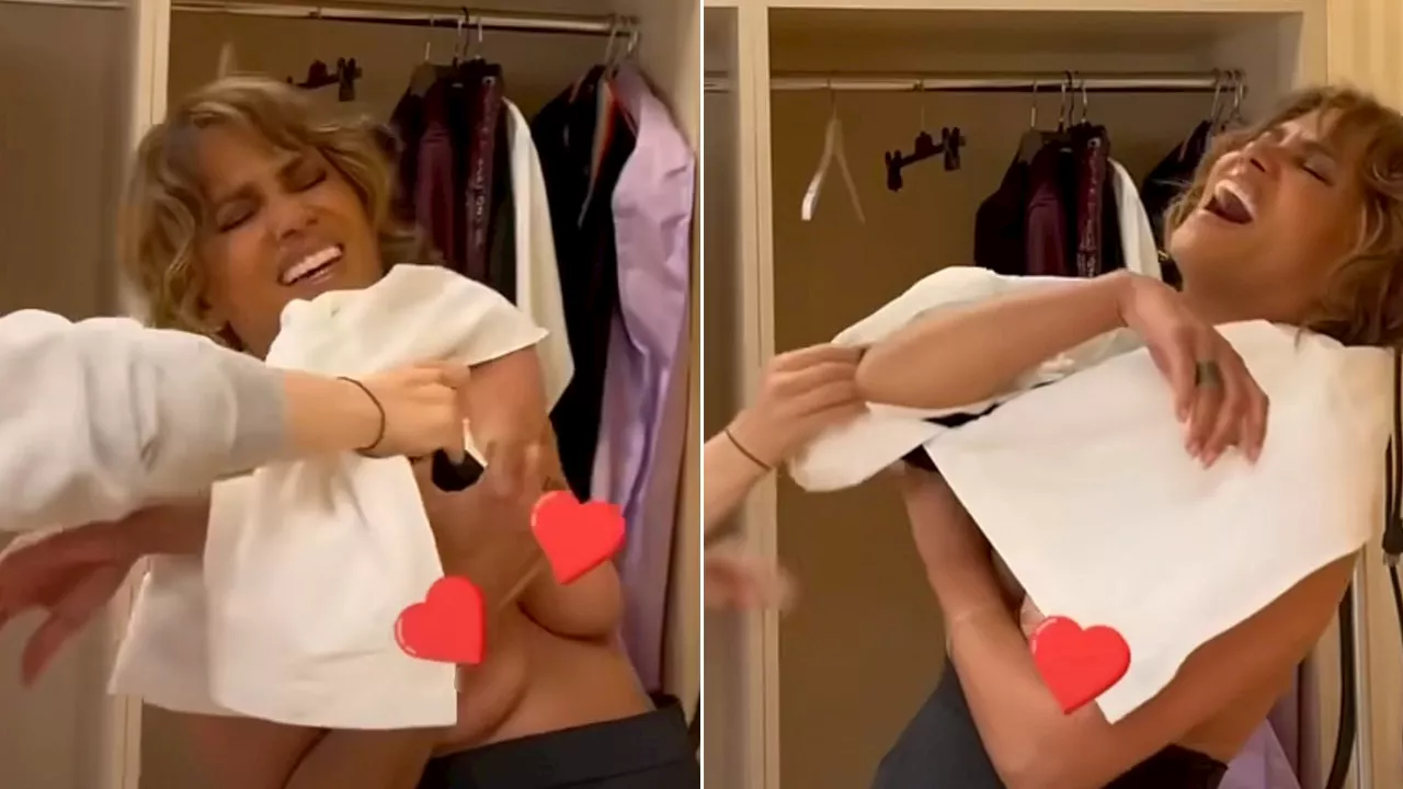 Halle Berry suffers wardrobe malfunction in hilarious behind-the-scenes footage