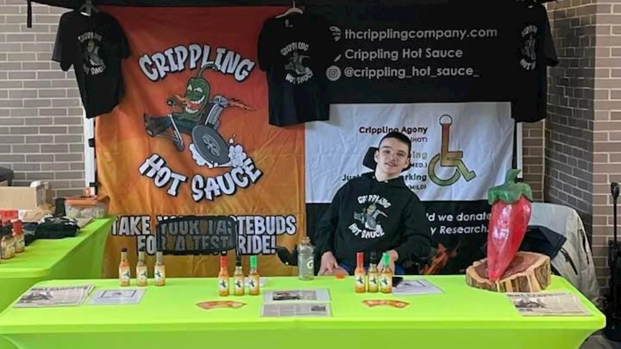 Teen with cerebral palsy turns school project into thriving hot sauce business