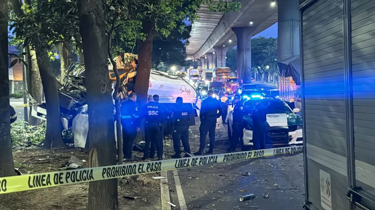 Choque de una pipa en Viaducto Tlalpan provoca tráfico intenso; reportan 2 muertos