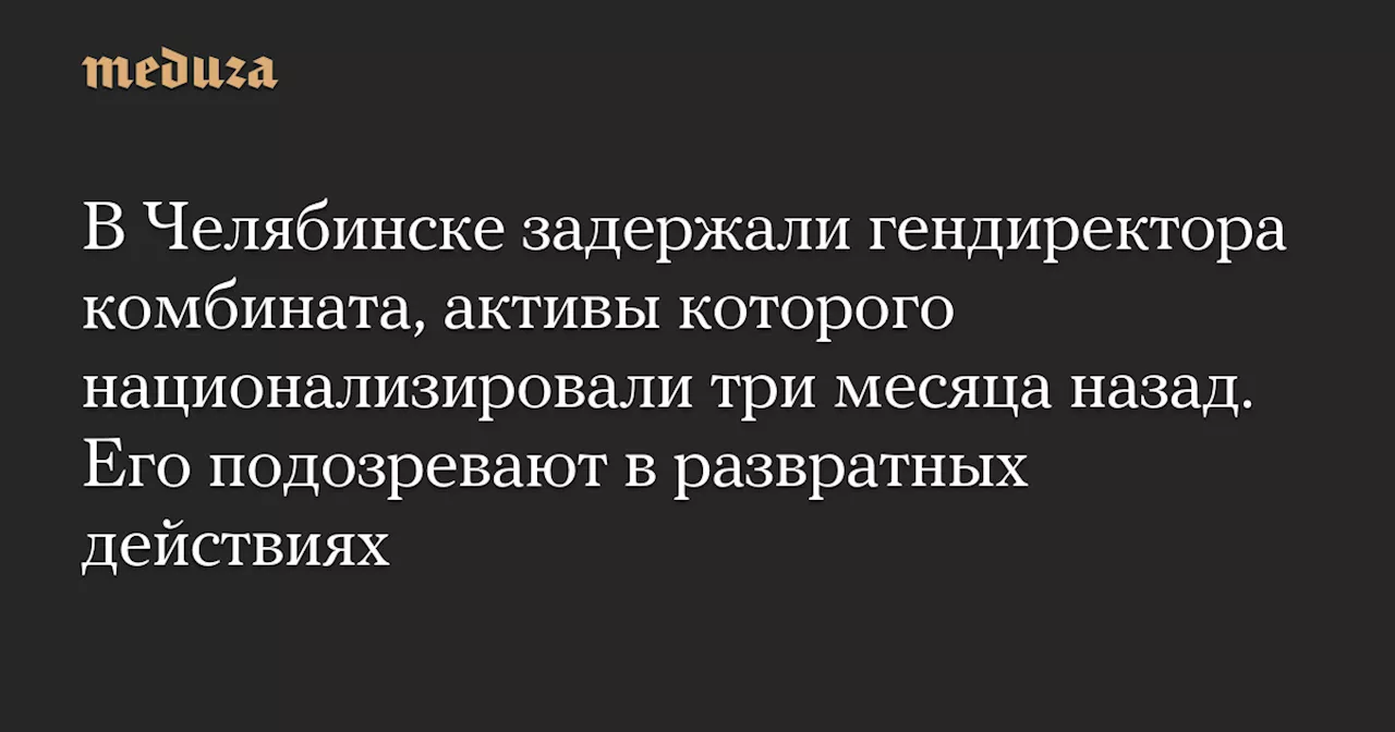 В Челябинске задержали гендиректора комбината, активы которого национализировали три месяца назад. Его подозревают в развратных действиях — Meduza