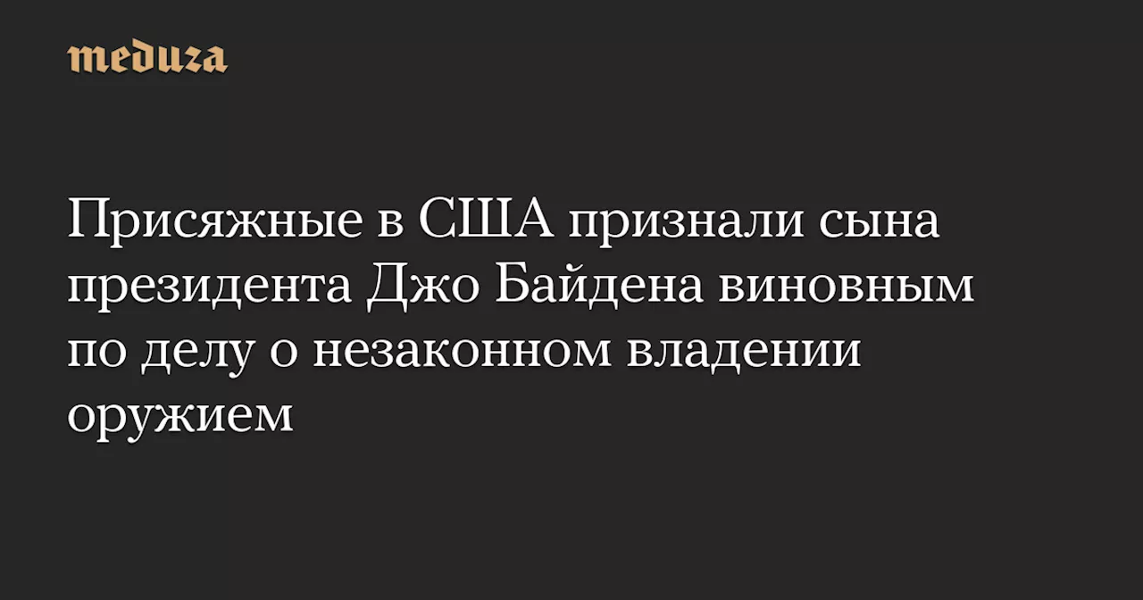 Присяжные в США признали сына президента Джо Байдена виновным по делу о незаконном владении оружием — Meduza