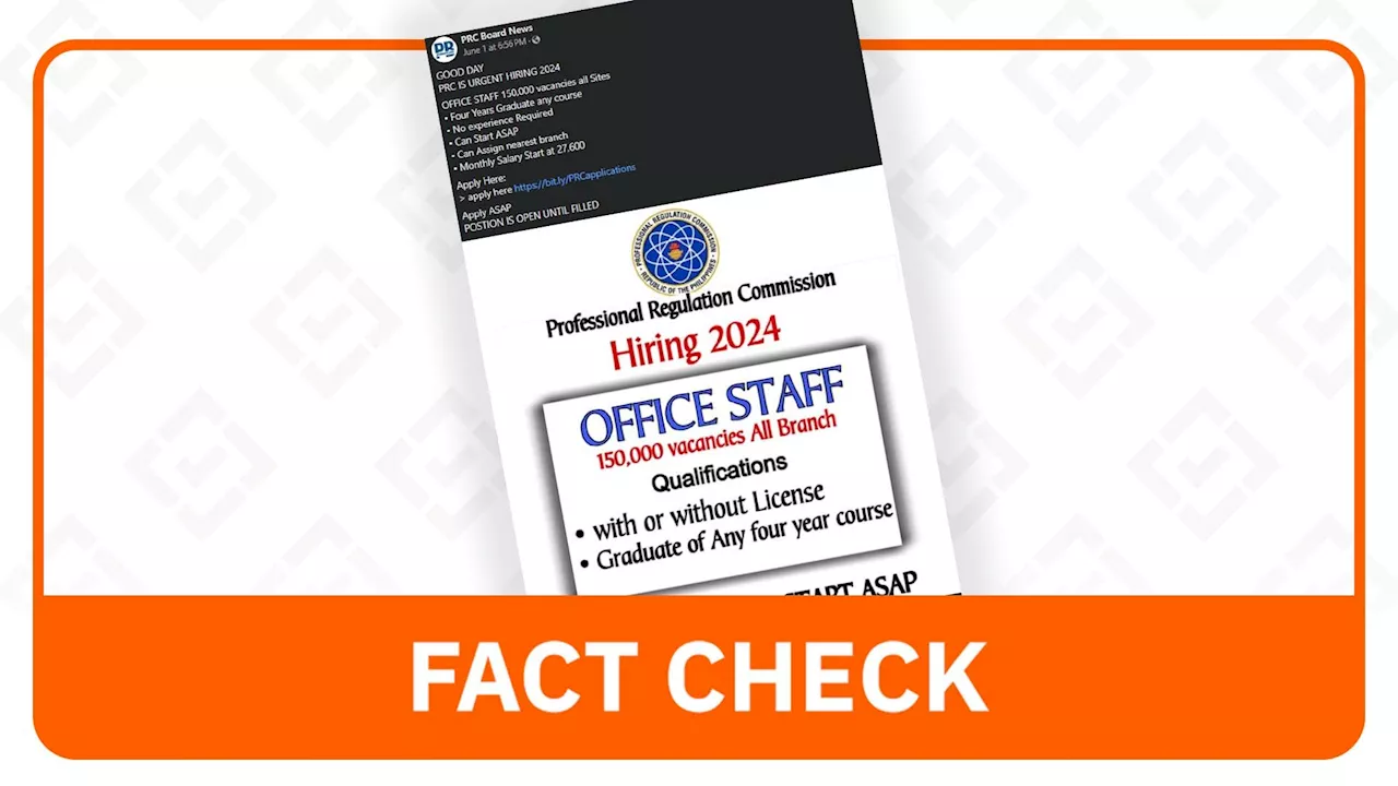 FACT CHECK: Application link to PRC job vacancies posted by fake page