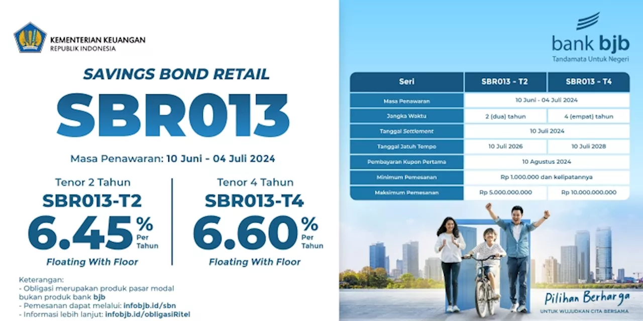 Ada Kupon 6.60 Persen, bank bjb Tawarkan Savings Bond Retail Seri SBR013