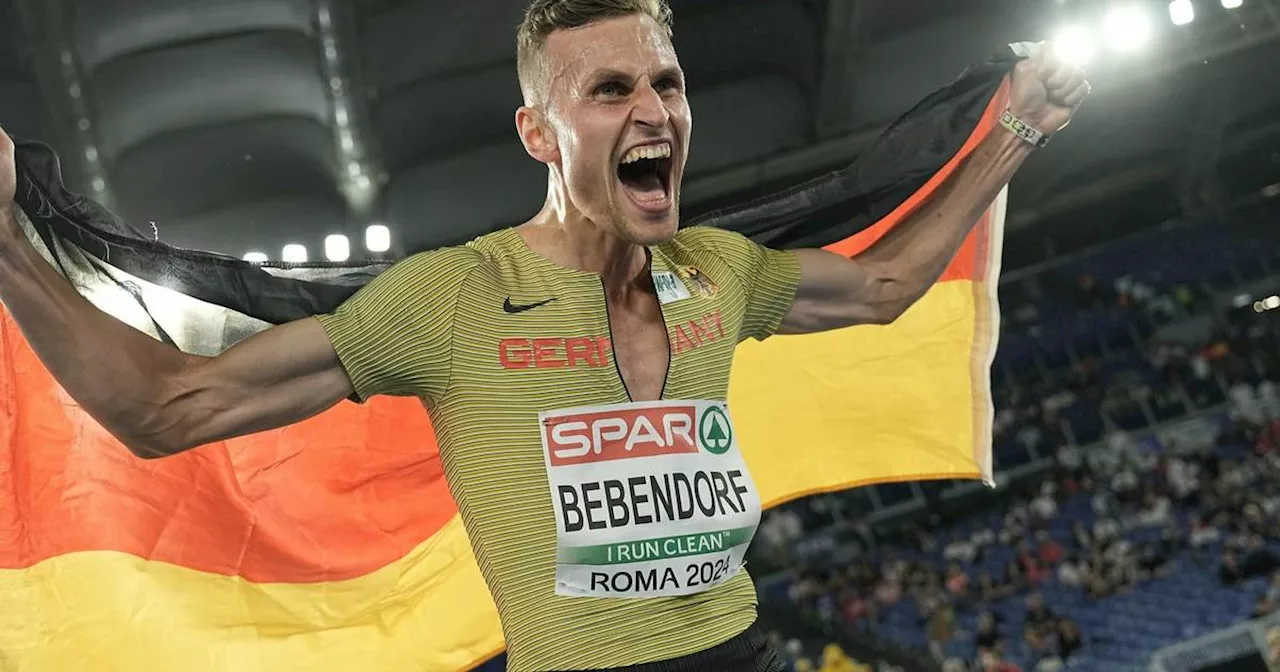 Leichtathletik-EM: Ronaldo-Fan Bebendorf feiert seine Hindernis-Medaille​