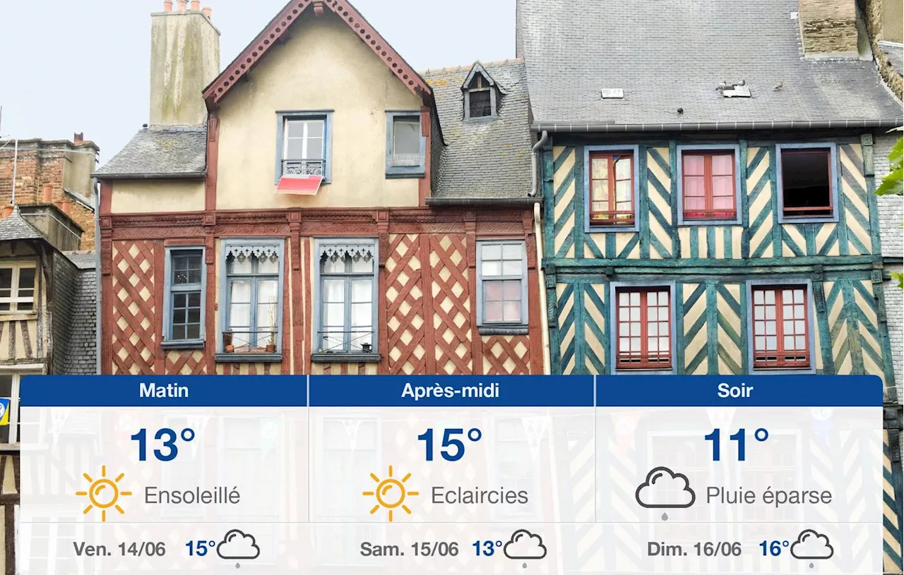 Météo Rennes: prévisions du jeudi 13 juin 2024