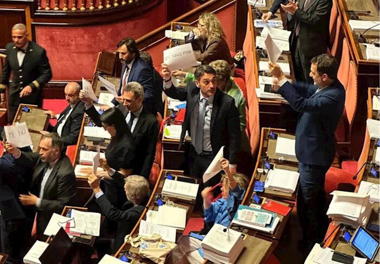 Premierato: cartelli nell'Aula del Senato, seduta sospesa