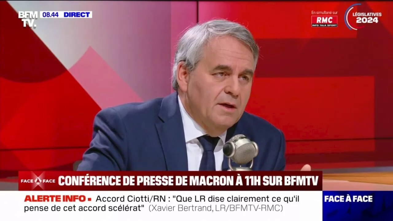 'C'est lui le fauteur de trouble': Xavier Bertrand fustige Emmanuel Macron