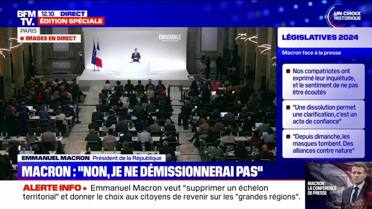 'Non': Emmanuel Macron assure ne pas vouloir débattre avec Marine Le Pen avant les législatives