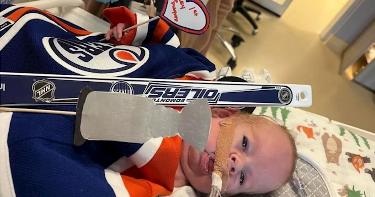 ‘Celebrate the wins:’ Family of tiny Oilers fan cheers team on from Sask. hospital