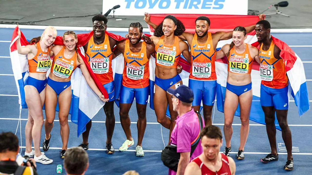 Nederlandse sprintploegen stunten met zilver en brons op 4x100 meter