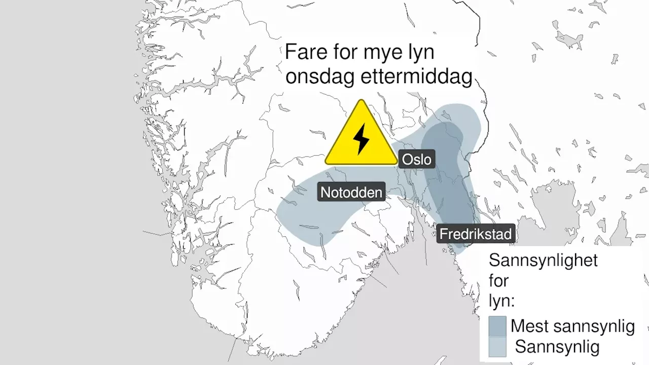 Farevarsel om lyn på Østlandet