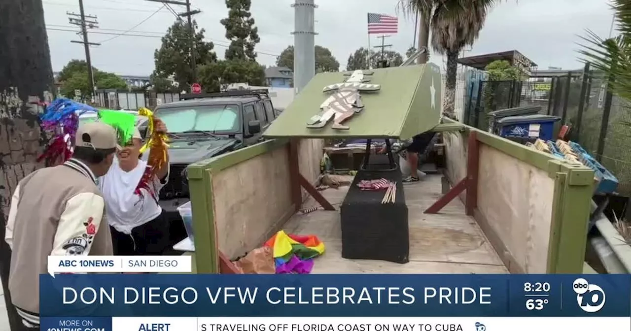 Don Diego VFW building tank float for the San Diego Pride Parade