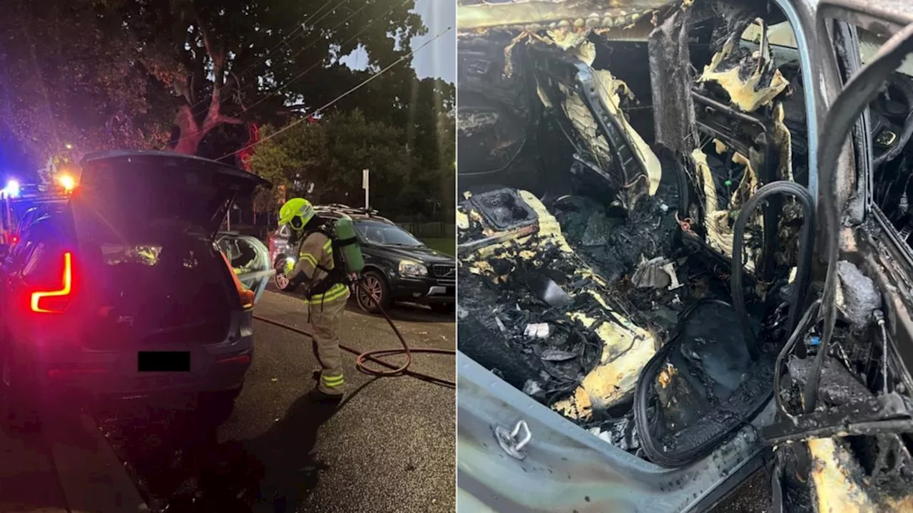 Firefighter’s face burned when popular EV car burst into flames in Sydney’s inner west