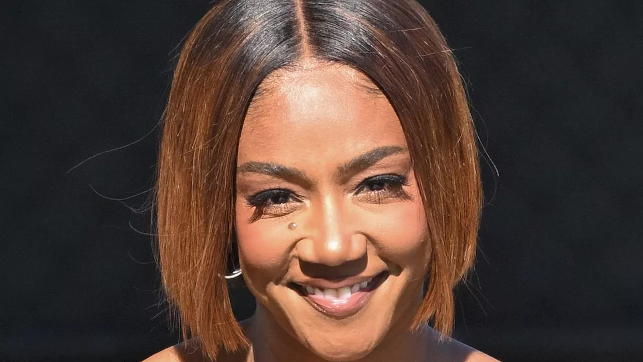 Tiffany Haddish looks sensational in a sexy green dress as she arrives to Jimmy Kimmel Live! to...