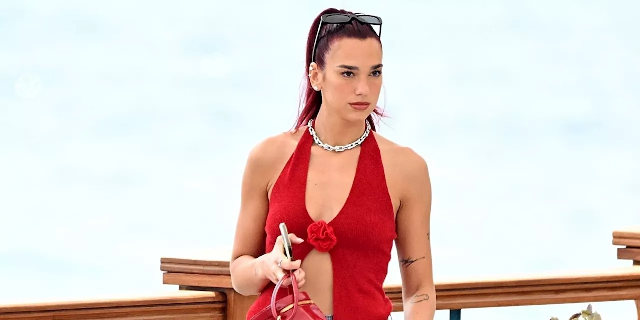 Dua Lipa's Red-Hot Crochet Halter Is Bringing Back Going-Out Tops