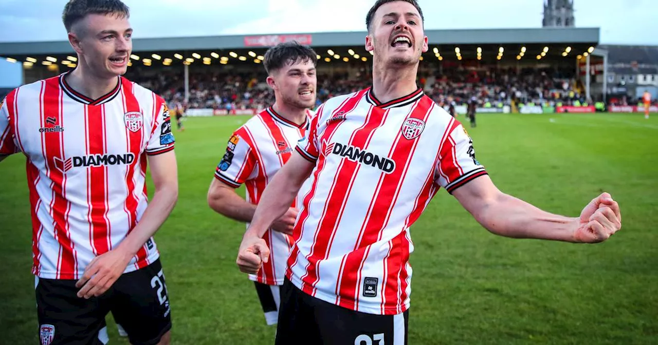 Danny Mullen’s late strike keeps Derry City hot on Shelbourne’s heels