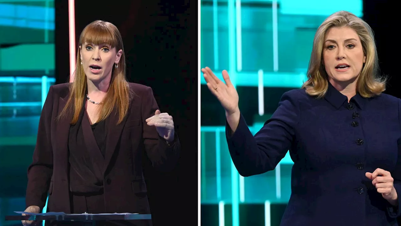 Angela Rayner and Penny Mordaunt clash in heated seven-way debate with Nigel Farage dubbed 'Labour enabler'