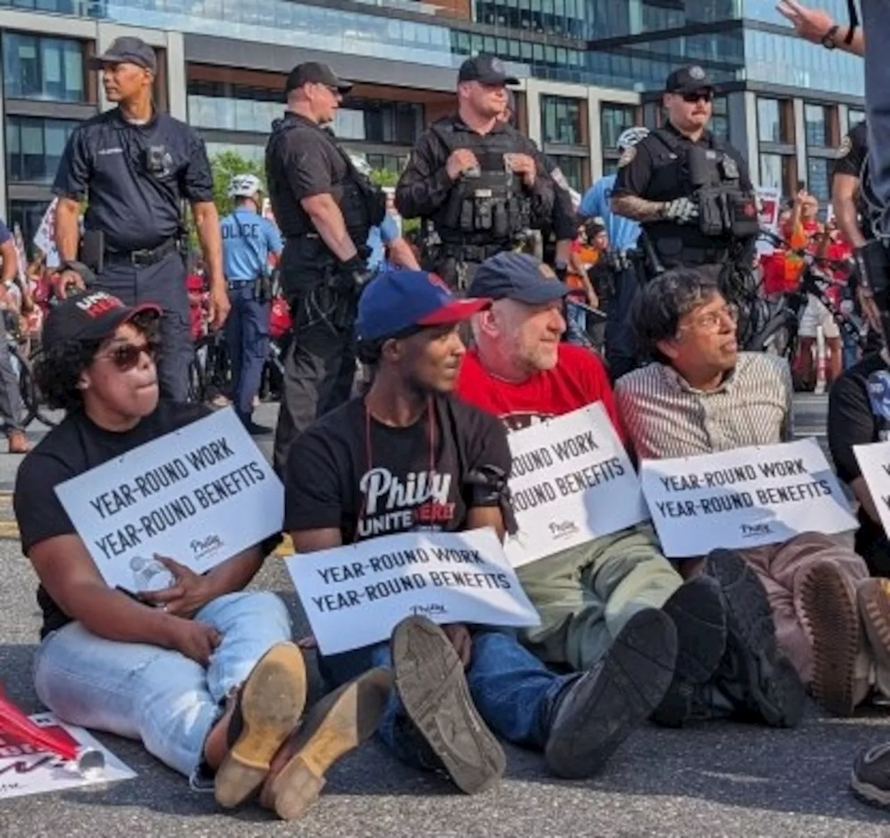 Pa. state senator arrested during rally over wages, bebefits of Philly stadium workers